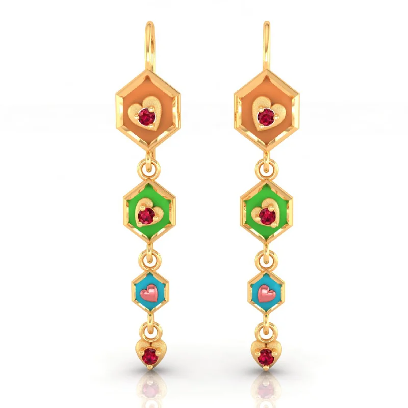 Tennis - Style Women's Diamond Rings with a Continuous Row of Diamonds for a Classic and Versatile Look14k Gold Earrings With Hexagonal Shapes And A Heart Drop Tennis - Style Women's Diamond Rings with a Continuous Row of Diamonds for a Classic and Versatile Look14k Gold Earrings With Hexagonal Shapes And A Heart Drop