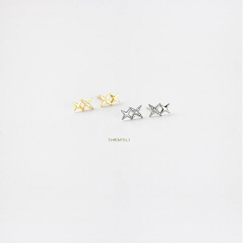 Adjustable - Back Crystal Stud Earrings in Clear for a Sparkling and Versatile PieceDouble Star Studs Earrings, Starburst Pave CZ Studs, Tiny Celestial, Dainty Stacking Earrings, Gold, Silver SHEMISLI SS038 Adjustable - Back Crystal Stud Earrings in Clear for a Sparkling and Versatile PieceDouble Star Studs Earrings, Starburst Pave CZ Studs, Tiny Celestial, Dainty Stacking Earrings, Gold, Silver SHEMISLI SS038