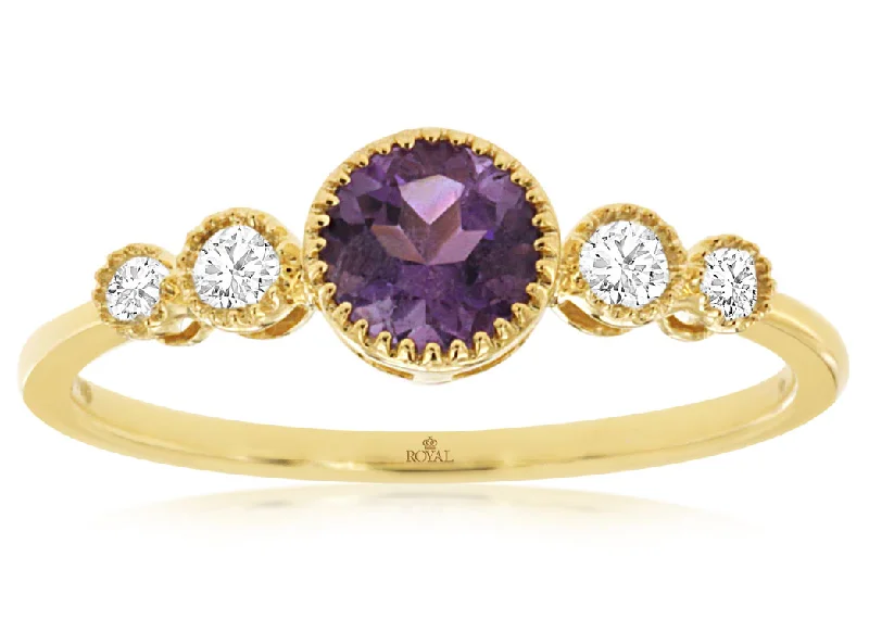 Statement - Making Fashion Rings in Gold - Plated Brass with Oversized Cubic Zirconia StonesBremer Jewelry Round Fashion Amethyst and Diamond Ring in 14K Yellow Gold (0.56ctw) Statement - Making Fashion Rings in Gold - Plated Brass with Oversized Cubic Zirconia StonesBremer Jewelry Round Fashion Amethyst and Diamond Ring in 14K Yellow Gold (0.56ctw)