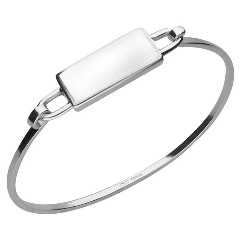 Statement Bangles with Oversized Rhinestone Clusters Sterling Silver Bauxite Oblong Bangle
