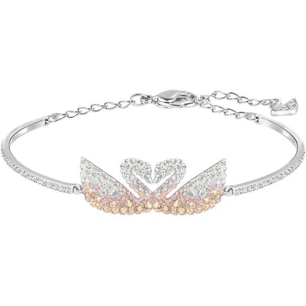Flexible Silicone Bangles with Glow - in - the - Dark Features Swarovski Iconic Swan Multi Coloured Rhodium Plated Bangle Flexible Silicone Bangles with Glow - in - the - Dark Features Swarovski Iconic Swan Multi Coloured Rhodium Plated Bangle