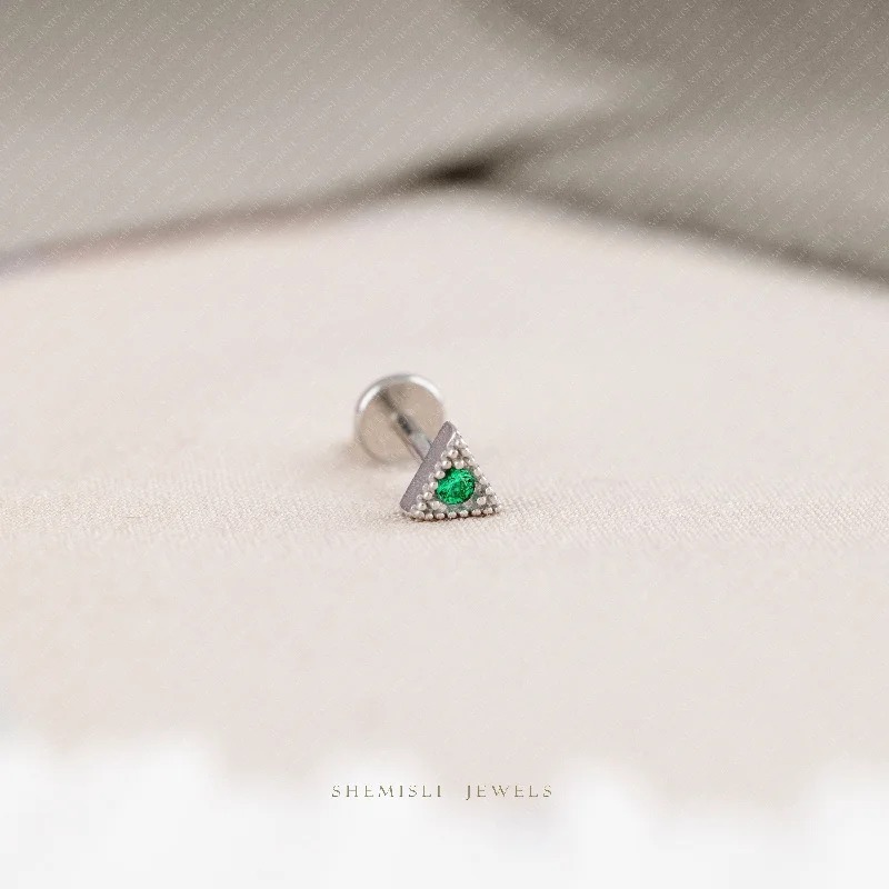 Rhinestone - Embellished Crown - Shaped Stud Earrings for a Princess - Inspired LookTiny Triangle Emerald Stone Threadless Flat Back Tragus Stud, 20,18,16ga, 5-10mm, Unisex, Surgical Steel, SHEMISLI SS555 Rhinestone - Embellished Crown - Shaped Stud Earrings for a Princess - Inspired LookTiny Triangle Emerald Stone Threadless Flat Back Tragus Stud, 20,18,16ga, 5-10mm, Unisex, Surgical Steel, SHEMISLI SS555