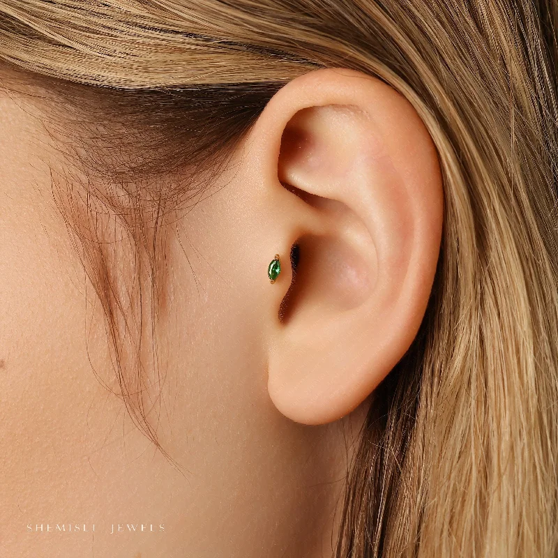 Magnetic - Back Stud Earrings in Black for Easy and Comfortable WearTiny Emerald Marquise Threadless Flat Back Tragus Stud, 20,18,16ga, 5-10mm, Unisex, Surgical Steel, SHEMISLI SS582 Magnetic - Back Stud Earrings in Black for Easy and Comfortable WearTiny Emerald Marquise Threadless Flat Back Tragus Stud, 20,18,16ga, 5-10mm, Unisex, Surgical Steel, SHEMISLI SS582