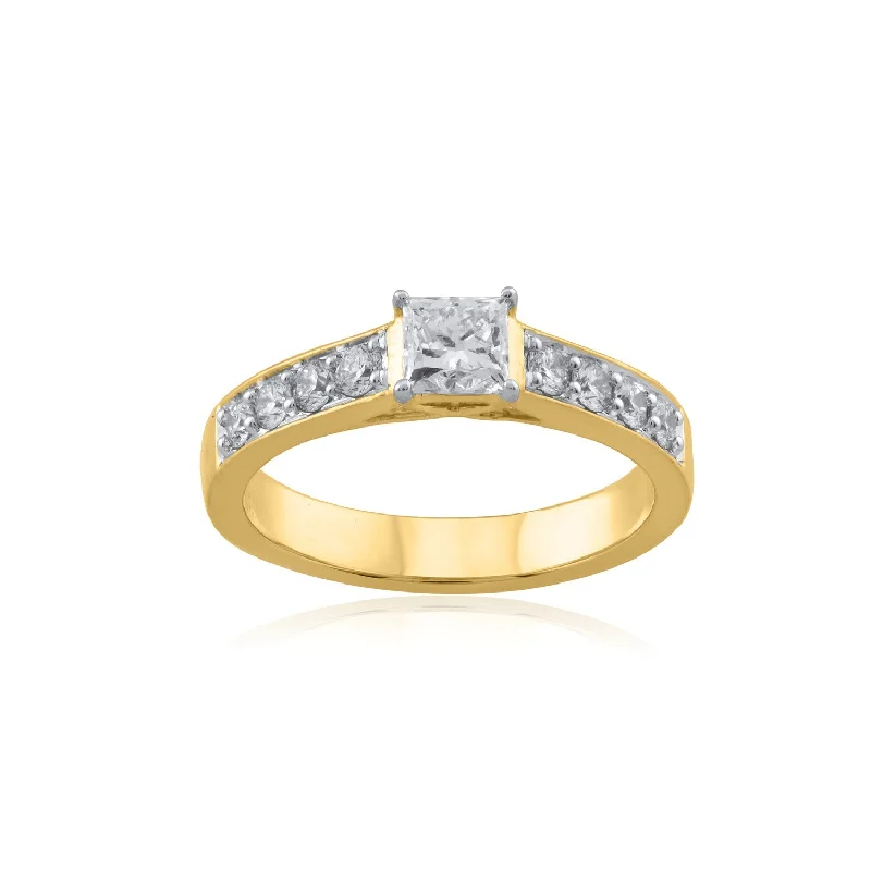 Princess - Cut Women's Diamond Rings in White Gold with a High - Clarity Diamond for a Modern Look18K YG Engagement Diamond Ring-1pc Princess - Cut Women's Diamond Rings in White Gold with a High - Clarity Diamond for a Modern Look18K YG Engagement Diamond Ring-1pc