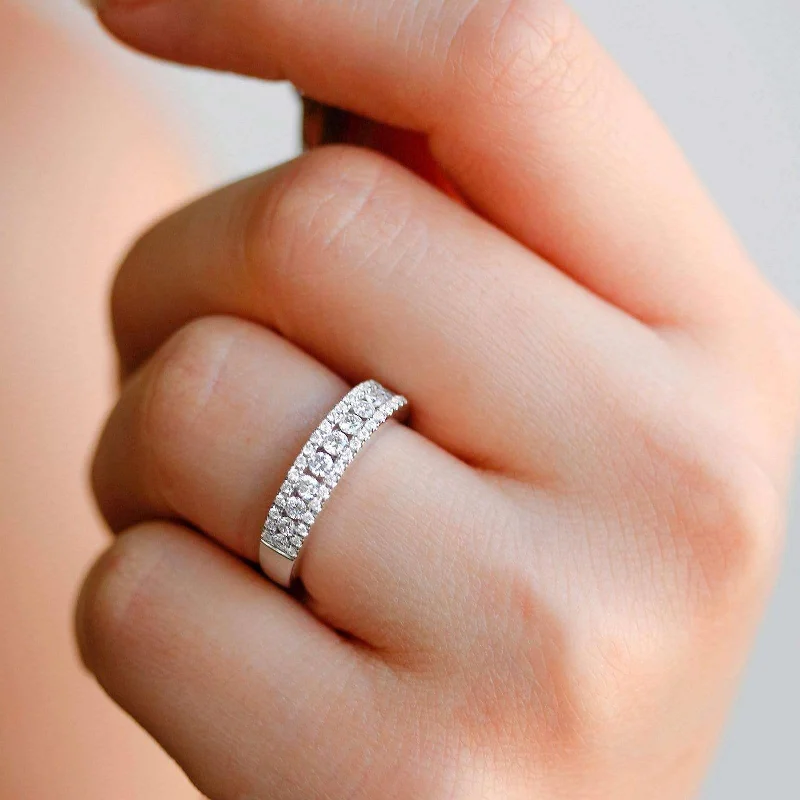 Tennis - Style Women's Diamond Rings with a Continuous Row of Diamonds for a Classic and Versatile LookAnnello by Kobelli 14k White Gold 3-row Diamond Anniversary Band Tennis - Style Women's Diamond Rings with a Continuous Row of Diamonds for a Classic and Versatile LookAnnello by Kobelli 14k White Gold 3-row Diamond Anniversary Band