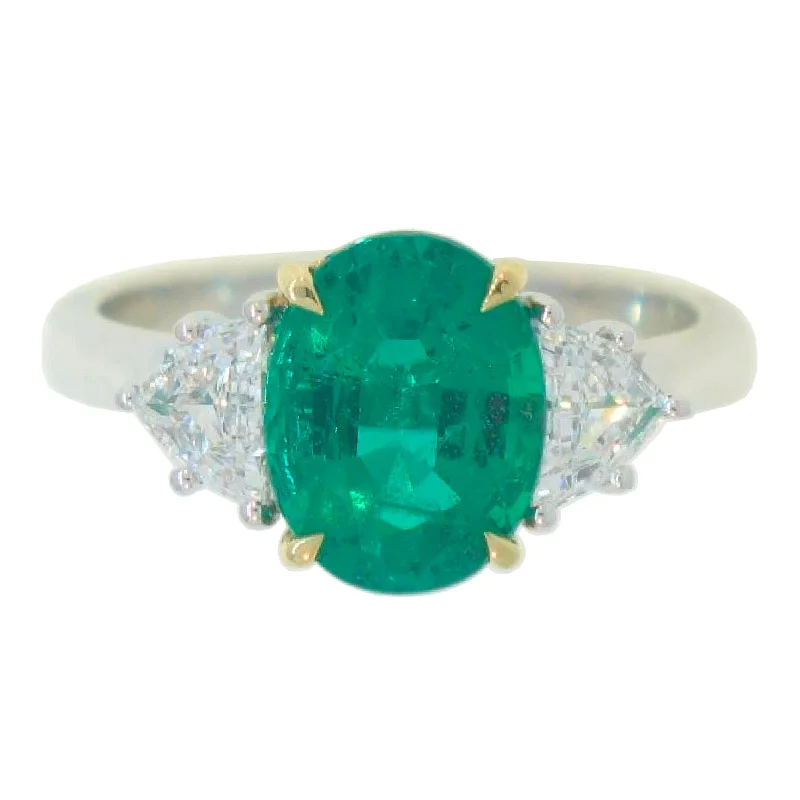 Statement - Making Fashion Rings in Gold - Plated Brass with Oversized Cubic Zirconia StonesEmerald & Diamond 3-Stone Ring Statement - Making Fashion Rings in Gold - Plated Brass with Oversized Cubic Zirconia StonesEmerald & Diamond 3-Stone Ring