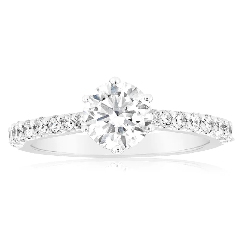 Vintage - Style Women's Diamond Rings with Floral - Engraved Bands and Multiple Diamond AccentsLuminesce Lab Grown 18ct White Gold 1 Carat Diamond Solitaire Fancy Ring Vintage - Style Women's Diamond Rings with Floral - Engraved Bands and Multiple Diamond AccentsLuminesce Lab Grown 18ct White Gold 1 Carat Diamond Solitaire Fancy Ring