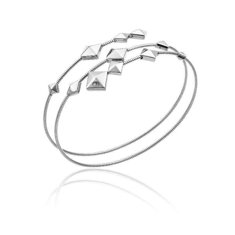 Wood - Carved Bangles with Intricate Celtic Patterns Chimento Armillas Pyramis 18ct White Gold Studs Spiral Bangle Wood - Carved Bangles with Intricate Celtic Patterns Chimento Armillas Pyramis 18ct White Gold Studs Spiral Bangle