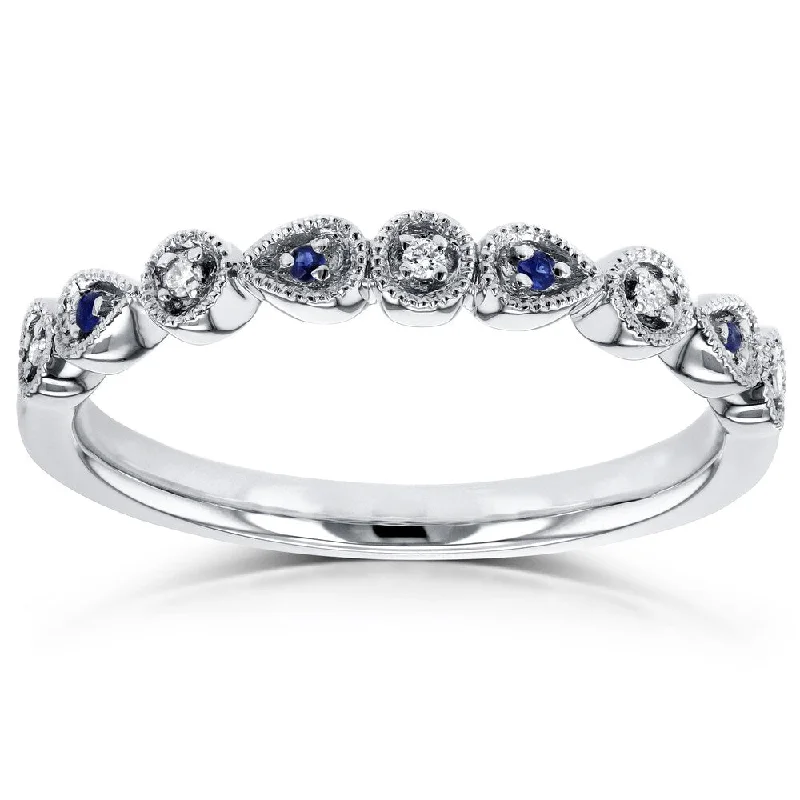 Cluster - Style Women's Diamond Rings with Multiple Small Diamonds Arranged in a Stunning PatternAnnello by Kobelli 10k White Gold Diamond and Sapphire Accented Alternating Stones Fashion Ring Cluster - Style Women's Diamond Rings with Multiple Small Diamonds Arranged in a Stunning PatternAnnello by Kobelli 10k White Gold Diamond and Sapphire Accented Alternating Stones Fashion Ring