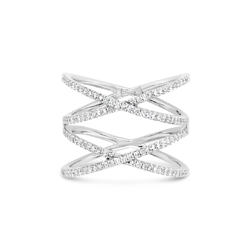 Bangle - Style Fashion Rings in Rose - Gold - Plated Aluminum with Etched PatternsDouble X Diamond Ring Bangle - Style Fashion Rings in Rose - Gold - Plated Aluminum with Etched PatternsDouble X Diamond Ring