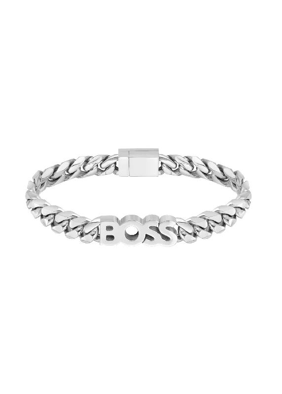 Boss Kassy Stainless Steel Chain Logo Bracelet
