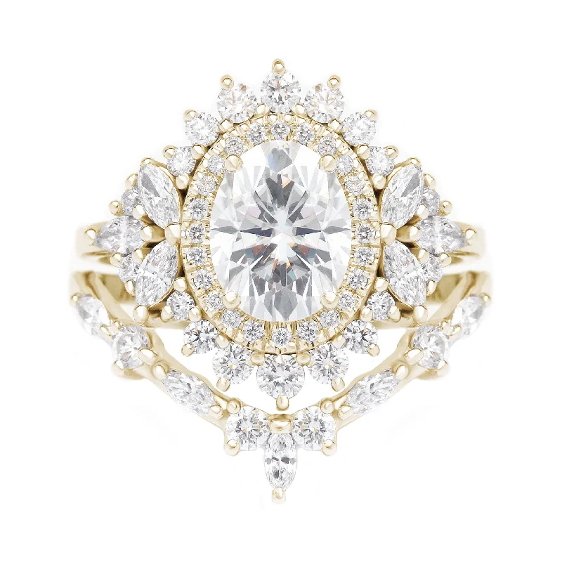 Cushion - Cut Women's Diamond Rings in Platinum with a Soft and Romantic AppearanceOval Diamond 1.50 carat Double Halo Engagement Two Rings Set, Monaco ♥ Cushion - Cut Women's Diamond Rings in Platinum with a Soft and Romantic AppearanceOval Diamond 1.50 carat Double Halo Engagement Two Rings Set, Monaco ♥