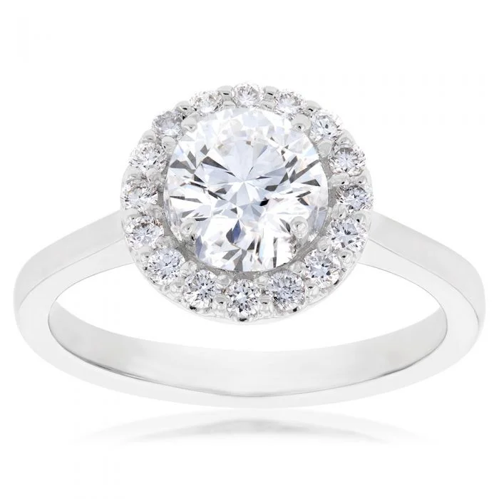 Women's Diamond Rings with Sapphire Accents in Blue for a Colorful and Sophisticated TouchLuminesce Lab Grown 18ct White Gold 1.3 Carat Diamond Halo Ring Women's Diamond Rings with Sapphire Accents in Blue for a Colorful and Sophisticated TouchLuminesce Lab Grown 18ct White Gold 1.3 Carat Diamond Halo Ring