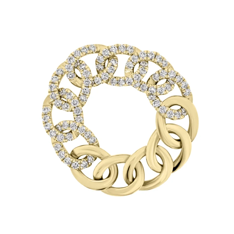 Enamel - Coated Fashion Rings in Bright Colors with Animal - Print PatternsDiamond & Gold Curb Flexible Chain Ring Enamel - Coated Fashion Rings in Bright Colors with Animal - Print PatternsDiamond & Gold Curb Flexible Chain Ring