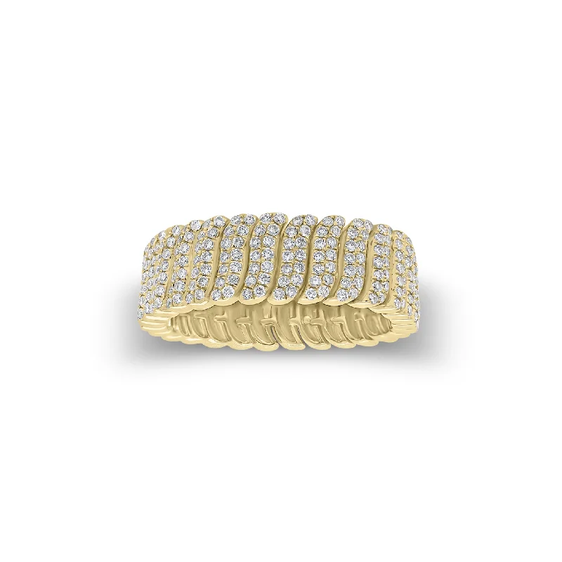 Chunky Fashion Rings in Copper with Geometric Patterns for a Bold AccessoryPave Diamond Wave Band Chunky Fashion Rings in Copper with Geometric Patterns for a Bold AccessoryPave Diamond Wave Band