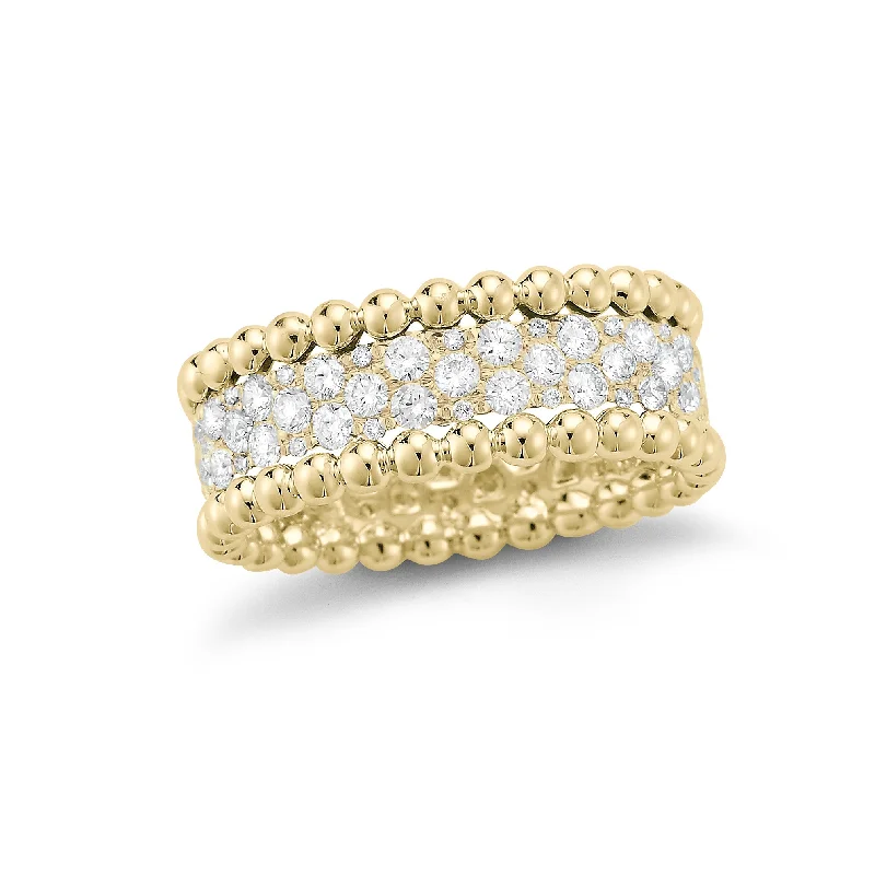 Vintage - Reproduction Fashion Rings in Bronze with Cameo - Style MedallionsTwo-tone Beaded Diamond Ring Vintage - Reproduction Fashion Rings in Bronze with Cameo - Style MedallionsTwo-tone Beaded Diamond Ring