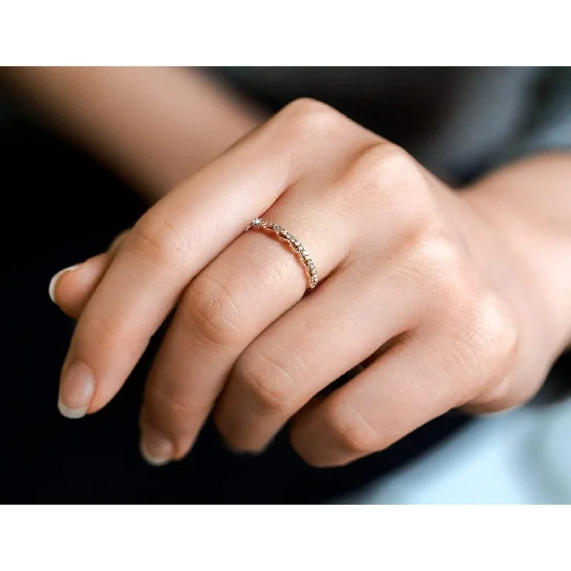 Cluster - Style Women's Diamond Rings with Multiple Small Diamonds Arranged in a Stunning PatternAnnello by Kobelli 14k Rose Gold Lab Grown Diamond Crown Scalloped Stackable Ring (GH/SI) Cluster - Style Women's Diamond Rings with Multiple Small Diamonds Arranged in a Stunning PatternAnnello by Kobelli 14k Rose Gold Lab Grown Diamond Crown Scalloped Stackable Ring (GH/SI)