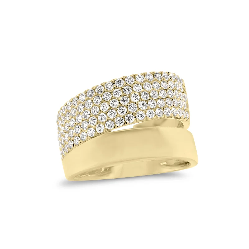 Rhinestone - Embellished Fashion Rings in Silver - Tone Metal for a Glamorous TouchPave Diamond & Gold Double Band Ring Rhinestone - Embellished Fashion Rings in Silver - Tone Metal for a Glamorous TouchPave Diamond & Gold Double Band Ring