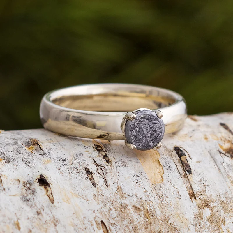 Men's Emerald Engagement Rings with 14K Yellow Gold and Vintage - Style FiligreeSolitaire Meteorite Stone Engagement Ring Men's Emerald Engagement Rings with 14K Yellow Gold and Vintage - Style FiligreeSolitaire Meteorite Stone Engagement Ring