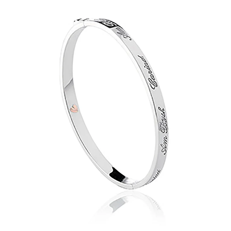 Wood - Carved Bangles with Intricate Celtic Patterns Clogau Cariad Am Byth Sterling Silver Script Bangle