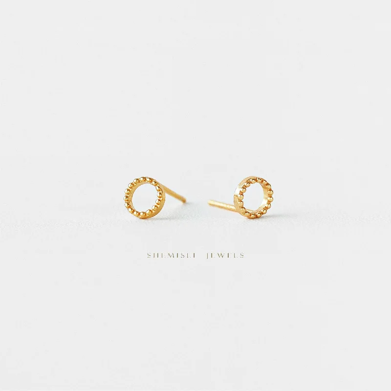 Rhinestone - Embellished Crown - Shaped Stud Earrings for a Princess - Inspired LookTiny Dotty Open Circle Studs Earrings, Unisex, Gold, Silver SHEMISLI - SS132 Rhinestone - Embellished Crown - Shaped Stud Earrings for a Princess - Inspired LookTiny Dotty Open Circle Studs Earrings, Unisex, Gold, Silver SHEMISLI - SS132