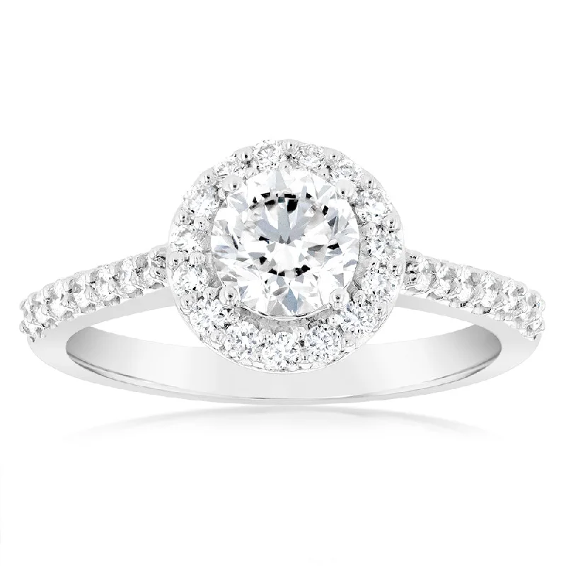 Signature - Design Women's Diamond Rings with a Brand - Specific Pattern and High - Quality DiamondsLuminesce Lab Grown 18ct White Gold 1 Carat Diamond Halo Ring Signature - Design Women's Diamond Rings with a Brand - Specific Pattern and High - Quality DiamondsLuminesce Lab Grown 18ct White Gold 1 Carat Diamond Halo Ring