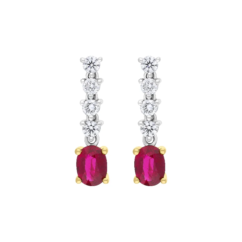 18ct White Gold 0.76ct Ruby 0.31ct Diamond Drop Earrings
