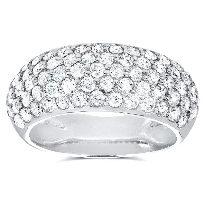 Women's Diamond Rings with Amethyst and Diamond Combinations for a Purple - Hued EleganceAnnello by Kobelli 14k White Gold 1 1/4ct TDW Pave-set Diamond Dome Wide Band Women's Diamond Rings with Amethyst and Diamond Combinations for a Purple - Hued EleganceAnnello by Kobelli 14k White Gold 1 1/4ct TDW Pave-set Diamond Dome Wide Band