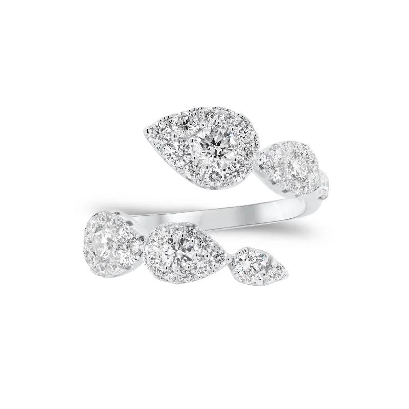 Stackable Fashion Rings in Rose - Gold Tone with Delicate Floral EngravingsDiamond Teardrops Wrap Ring Stackable Fashion Rings in Rose - Gold Tone with Delicate Floral EngravingsDiamond Teardrops Wrap Ring