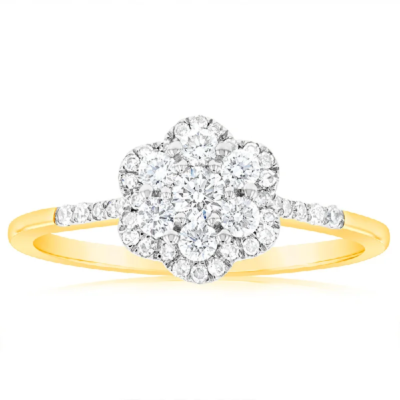 Marquise - Cut Women's Diamond Rings in Palladium for a Unique and Elongated ShapeLuminesce Lab Grown 0.50 Carat Ring with 41 Diamonds Set in 9 Carat Yellow Gold Marquise - Cut Women's Diamond Rings in Palladium for a Unique and Elongated ShapeLuminesce Lab Grown 0.50 Carat Ring with 41 Diamonds Set in 9 Carat Yellow Gold