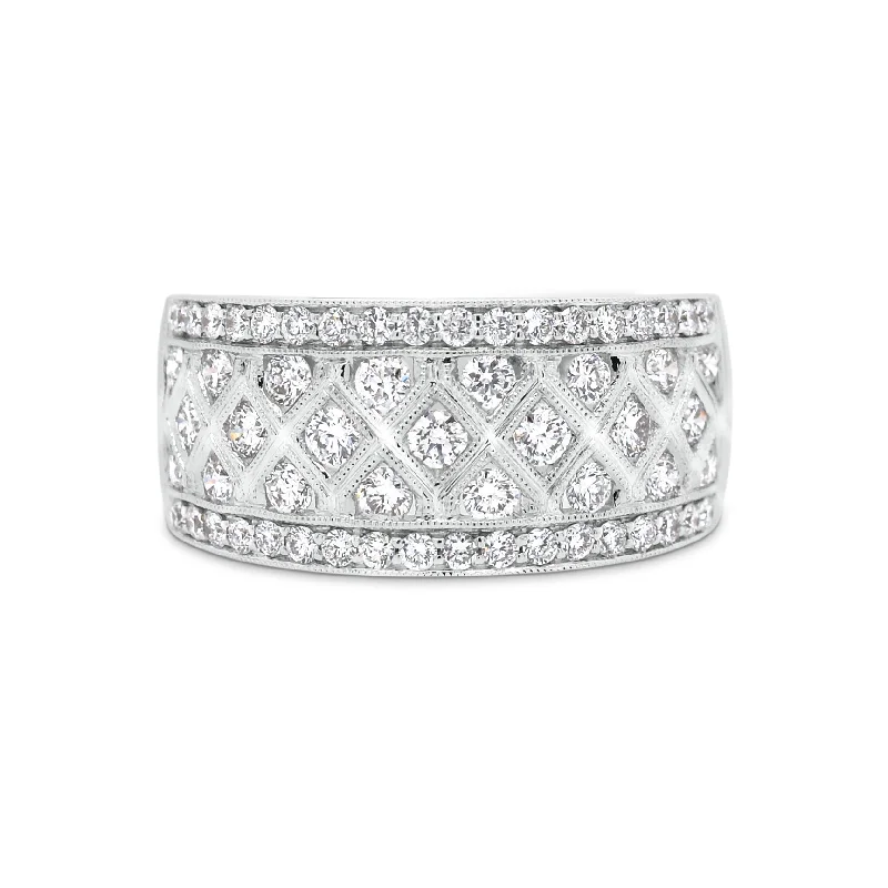 Statement - Making Fashion Rings in Gold - Plated Brass with Oversized Cubic Zirconia StonesDiamond Trellis Pattern Fashion Ring Statement - Making Fashion Rings in Gold - Plated Brass with Oversized Cubic Zirconia StonesDiamond Trellis Pattern Fashion Ring