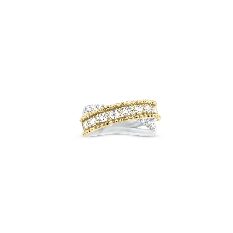 Vintage - Reproduction Fashion Rings in Bronze with Cameo - Style MedallionsDiamond & Two-Tone Gold Crossover Ring Vintage - Reproduction Fashion Rings in Bronze with Cameo - Style MedallionsDiamond & Two-Tone Gold Crossover Ring