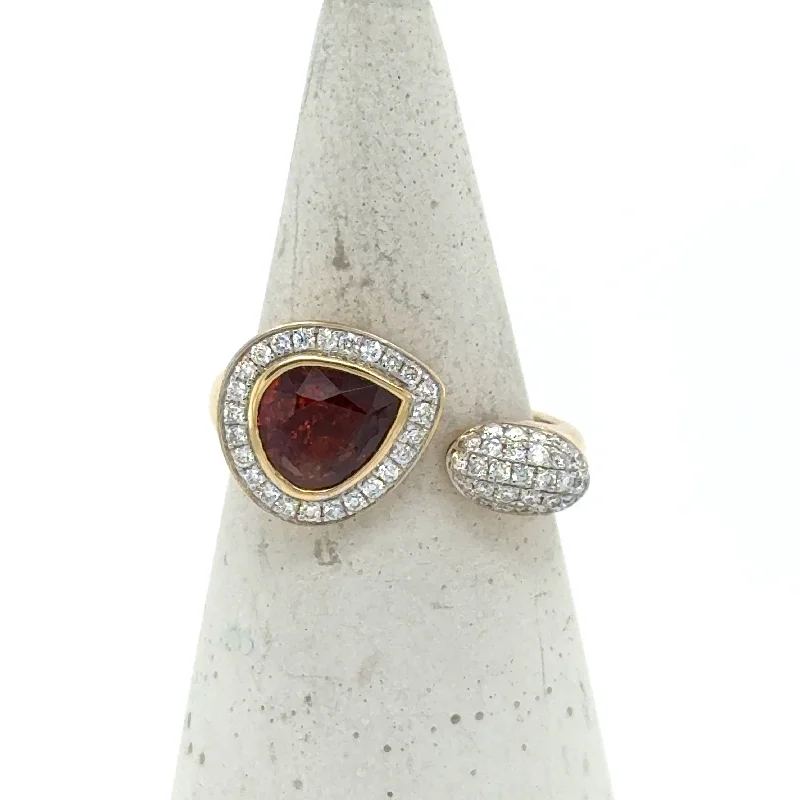 Open - Band Fashion Rings in Sterling Silver with Gemstone Inlays18K Yellow Gold Garnet & Diamond “Toi Et Moi” Ring Open - Band Fashion Rings in Sterling Silver with Gemstone Inlays18K Yellow Gold Garnet & Diamond “Toi Et Moi” Ring