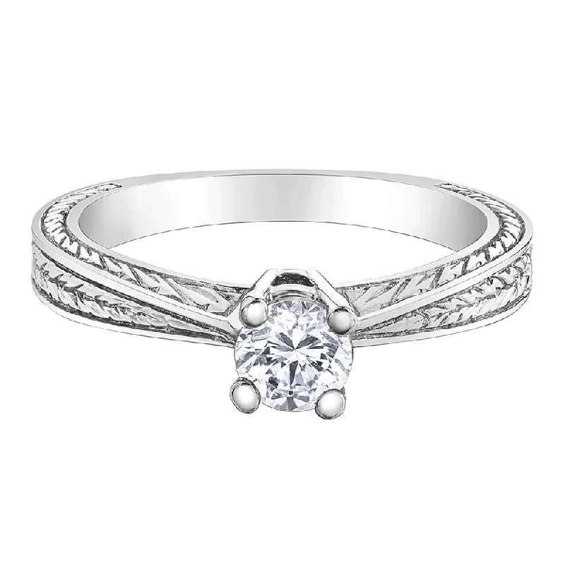 Princess - Cut Women's Diamond Rings in White Gold with a High - Clarity Diamond for a Modern LookCanadian Diamond Solitaire Ring with Engraved Band Princess - Cut Women's Diamond Rings in White Gold with a High - Clarity Diamond for a Modern LookCanadian Diamond Solitaire Ring with Engraved Band