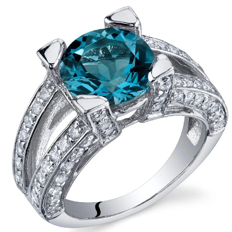 Peridot Gemstone Rings in 14K Gold - Filled Metal with a Pave - Set Band for a Sparkling LookSterling Silver 3.25 ct London Blue Topaz Birthstone Ring Peridot Gemstone Rings in 14K Gold - Filled Metal with a Pave - Set Band for a Sparkling LookSterling Silver 3.25 ct London Blue Topaz Birthstone Ring