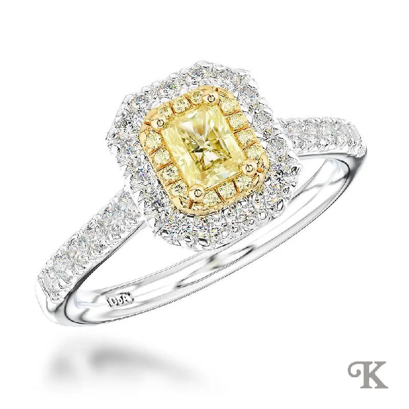 Men's Aquamarine Engagement Rings in 9K Gold with a Bezel - Set StoneSkye Duo Radiant Halo Men's Aquamarine Engagement Rings in 9K Gold with a Bezel - Set StoneSkye Duo Radiant Halo