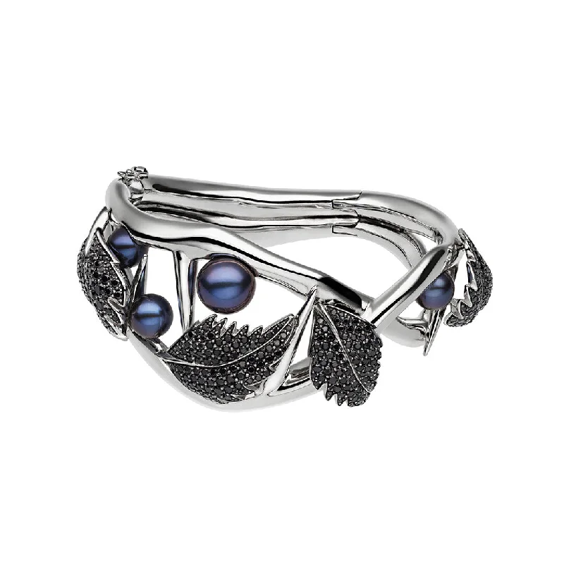 Shaun Leane Blackhorn Sterling Silver Black Spinel Pearl Statement Bracelet