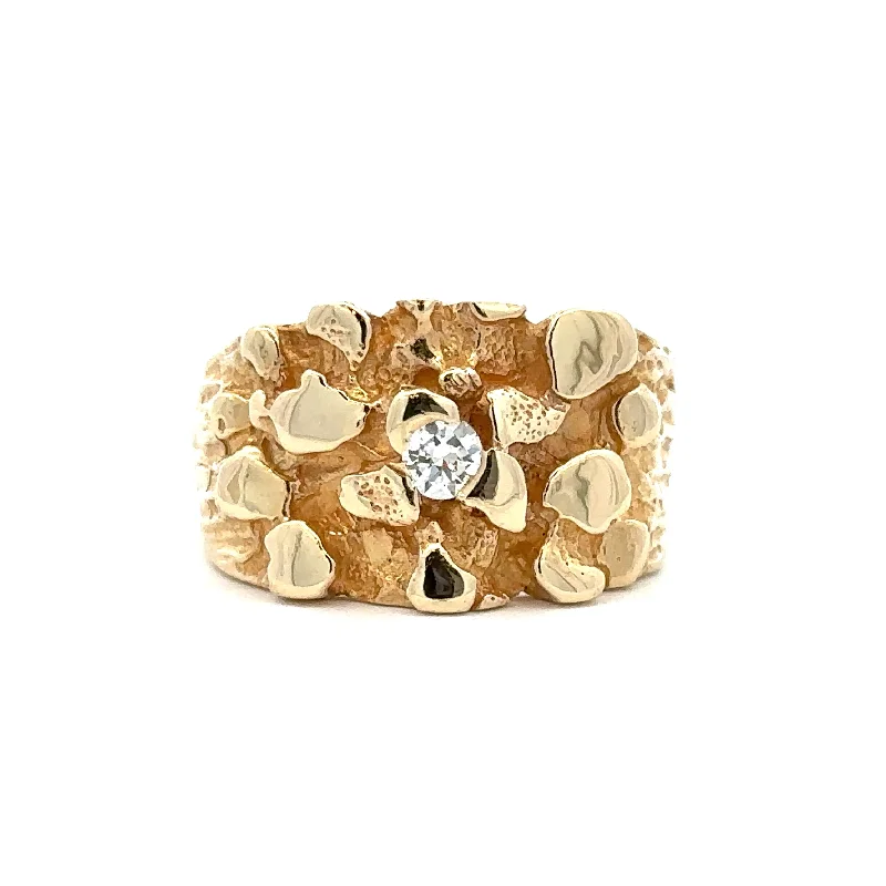 Bohemian - Style Fashion Rings with Turquoise and Silver Filigree for a Free - Spirited LookDiamond Nugget Ring in 14K Yellow Gold Bohemian - Style Fashion Rings with Turquoise and Silver Filigree for a Free - Spirited LookDiamond Nugget Ring in 14K Yellow Gold