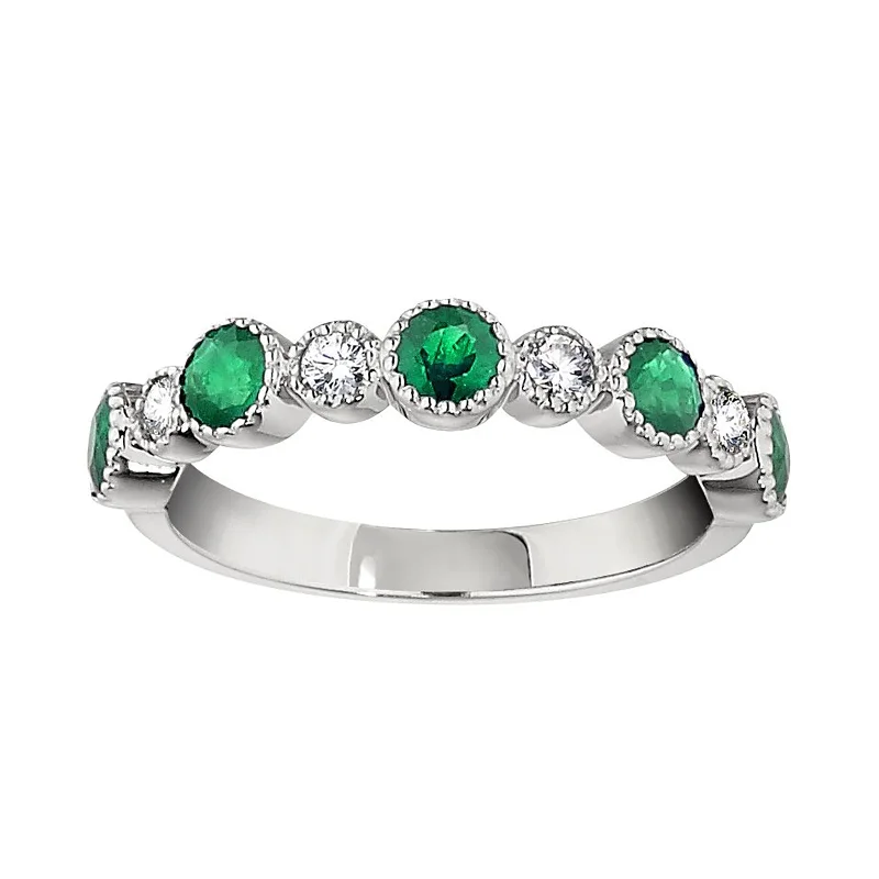 Bohemian - Style Fashion Rings with Turquoise and Silver Filigree for a Free - Spirited LookJabel Emerald & Diamond Stackable Band Bohemian - Style Fashion Rings with Turquoise and Silver Filigree for a Free - Spirited LookJabel Emerald & Diamond Stackable Band