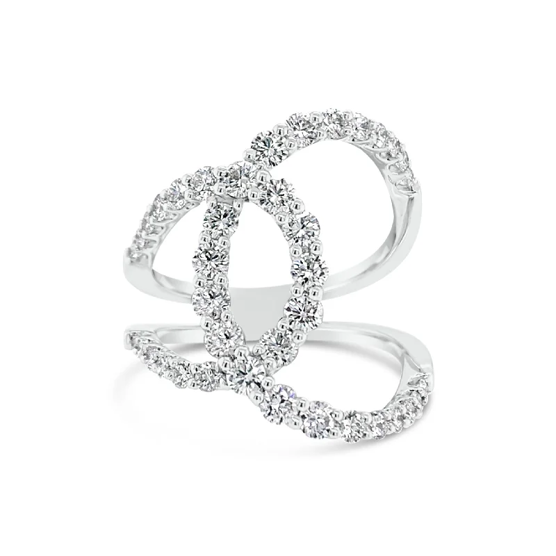 Geometric - Shaped Fashion Rings in Titanium with Iridescent InlaysDiamond Open Loop Ring Geometric - Shaped Fashion Rings in Titanium with Iridescent InlaysDiamond Open Loop Ring