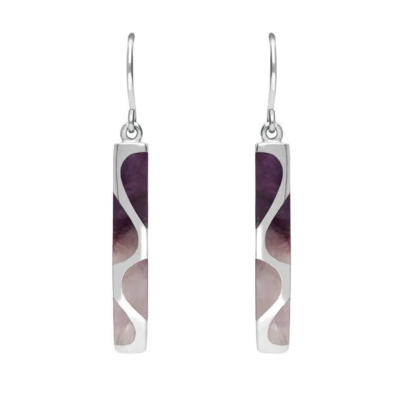 Silver Blue John Four Stone Slim Hook Drop Earrings