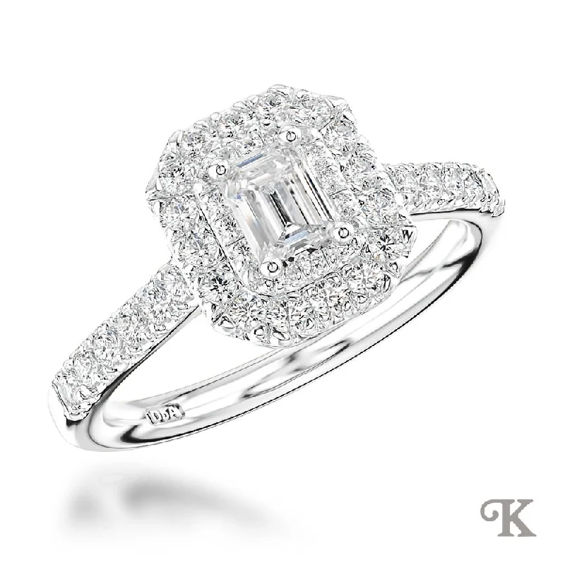 Men's Aquamarine Engagement Rings in 9K Gold with a Bezel - Set StoneSkye Duo Emerald Halo Men's Aquamarine Engagement Rings in 9K Gold with a Bezel - Set StoneSkye Duo Emerald Halo