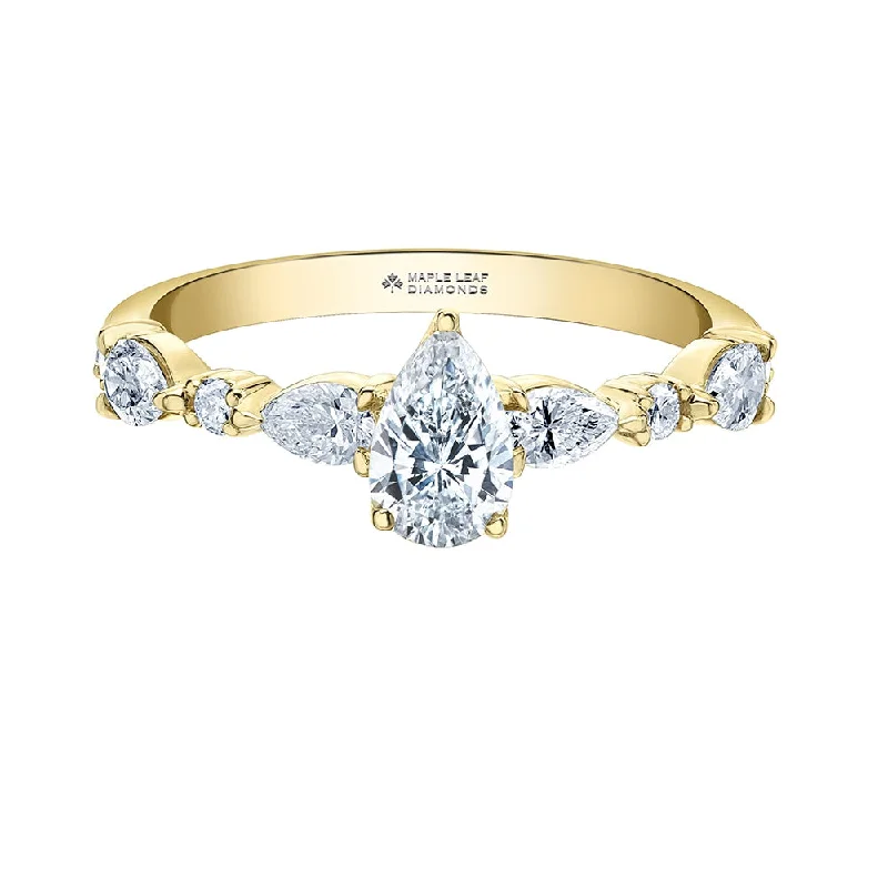 Women's Solitaire Diamond Rings with Round - Cut Diamonds and Platinum Settings for an Elegant EngagementCanadian Pear-Shaped Diamond Engagement Ring Women's Solitaire Diamond Rings with Round - Cut Diamonds and Platinum Settings for an Elegant EngagementCanadian Pear-Shaped Diamond Engagement Ring