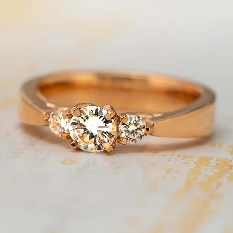 Men's Sapphire Engagement Rings in 18K White Gold with Pave Diamond AccentsThree Stone Engagement With Floral Prongs Men's Sapphire Engagement Rings in 18K White Gold with Pave Diamond AccentsThree Stone Engagement With Floral Prongs