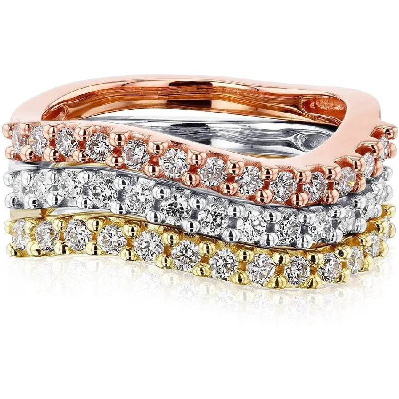 Women's Diamond Rings with Sapphire Accents in Blue for a Colorful and Sophisticated TouchAnnello by Kobelli 14k Gold Diamond Wavy Stackable Rings 3-Piece Set (GH/SI) Women's Diamond Rings with Sapphire Accents in Blue for a Colorful and Sophisticated TouchAnnello by Kobelli 14k Gold Diamond Wavy Stackable Rings 3-Piece Set (GH/SI)