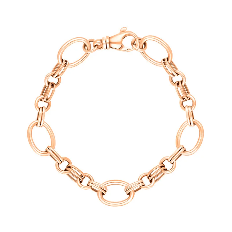 18ct Rose Gold Double Link Handmade Bracelet