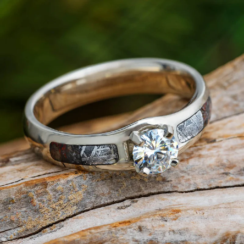 Men's Black Onyx Engagement Rings Set in Titanium for a Modern and Bold LookSolitaire Moissanite Engagement Ring with Meteorite and Dinosaur Bone Men's Black Onyx Engagement Rings Set in Titanium for a Modern and Bold LookSolitaire Moissanite Engagement Ring with Meteorite and Dinosaur Bone