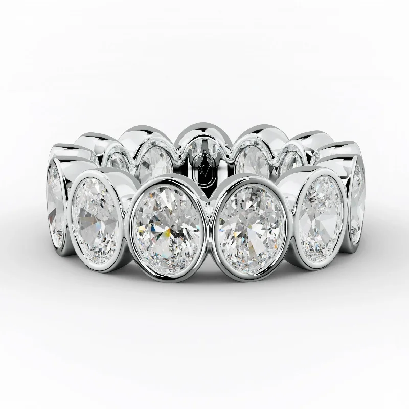 Women's Diamond Rings with Amethyst and Diamond Combinations for a Purple - Hued Elegance5.0 Carat Bezel Set Oval Cut Diamond Eternity Band Women's Diamond Rings with Amethyst and Diamond Combinations for a Purple - Hued Elegance5.0 Carat Bezel Set Oval Cut Diamond Eternity Band