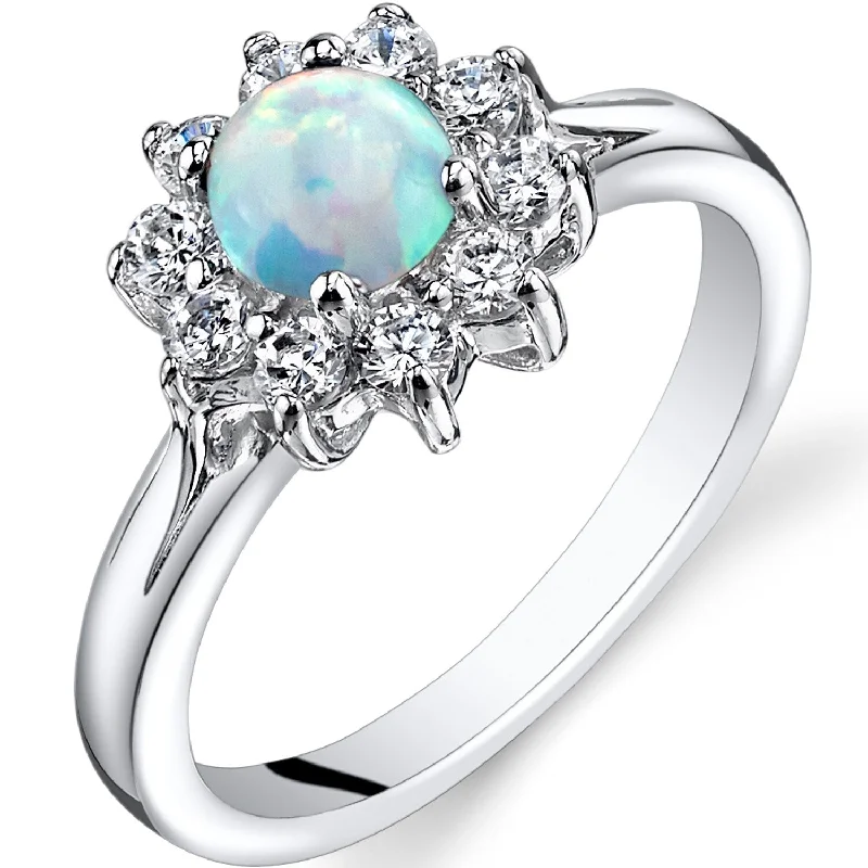 Peridot Gemstone Rings in 14K Gold - Filled Metal with a Pave - Set Band for a Sparkling LookSterling Silver 0.5 ct White Opal Ring