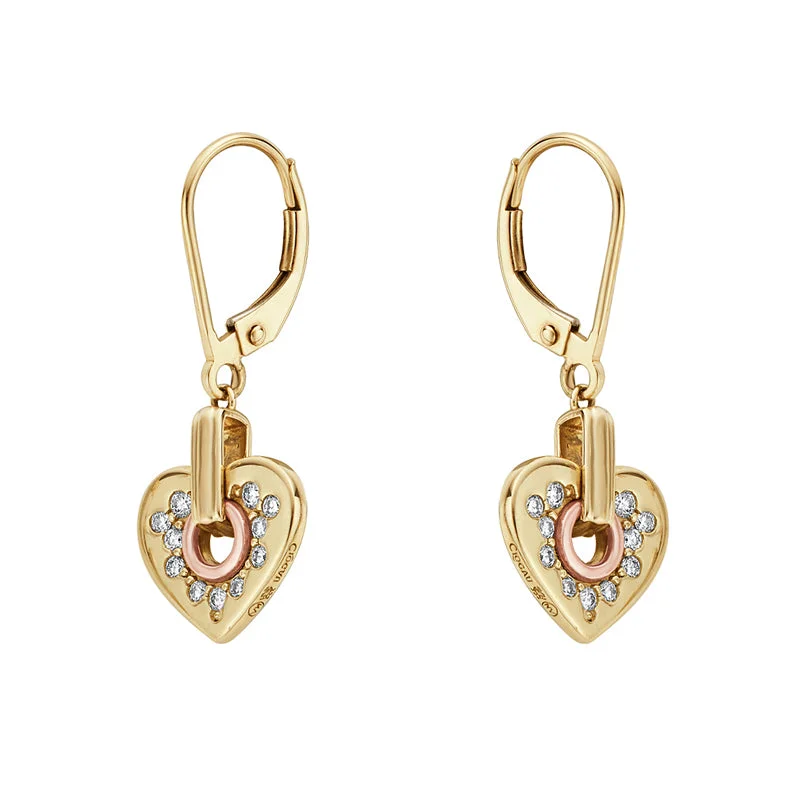 Clogau Cariad Sparkle 9ct Gold Diamond Drop Earrings
